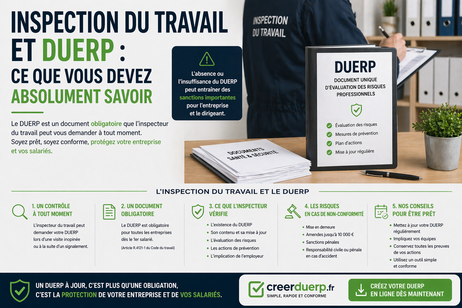 Illustration professionnelle sur l inspection du travail et le DUERP