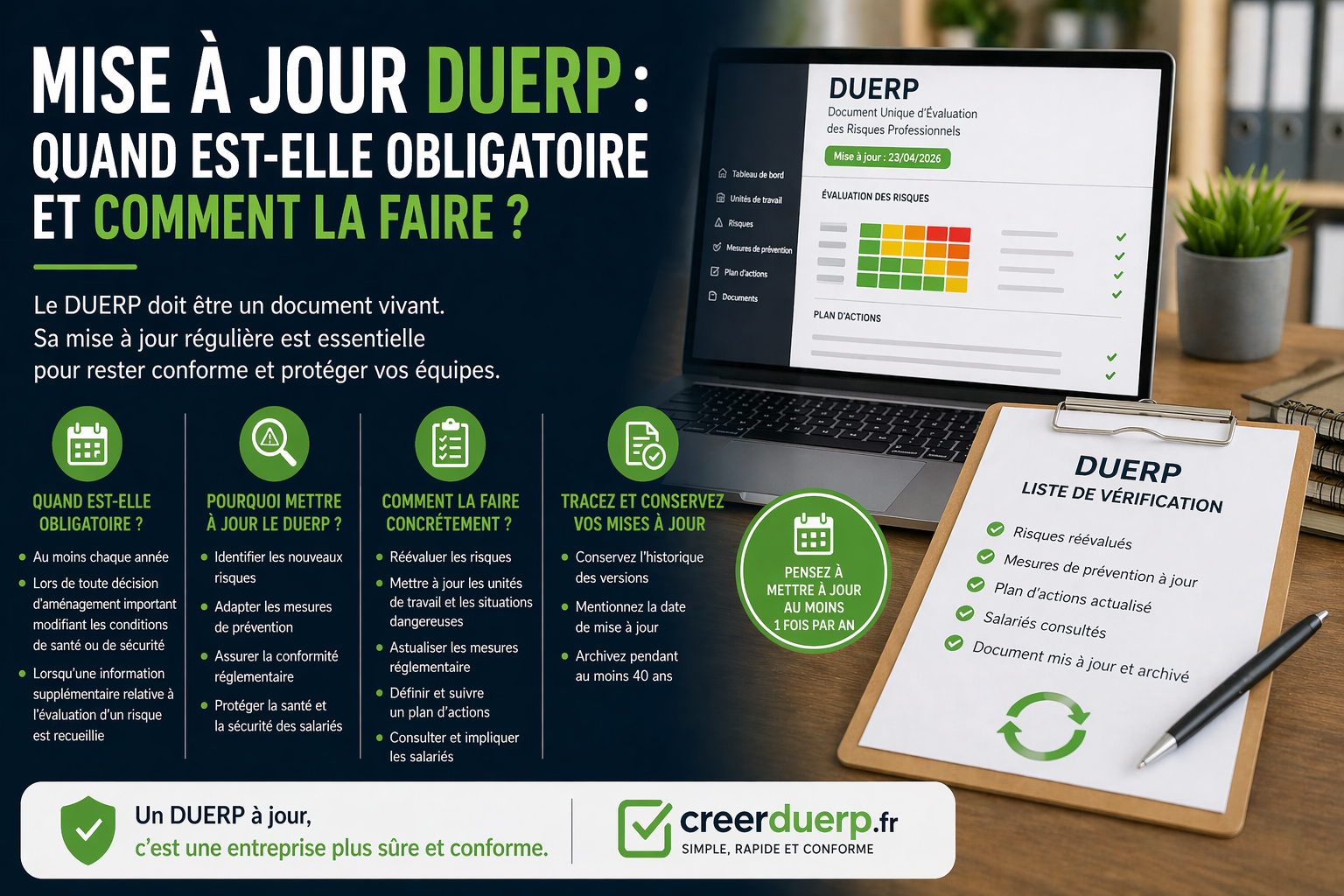 Mise à jour DUERP : quand est-elle obligatoire et comment la faire ?