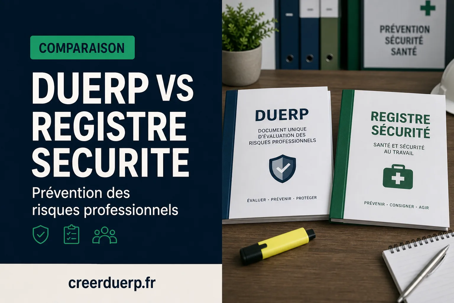 Illustration DUERP duerp registre securite difference - prevention des risques professionnels