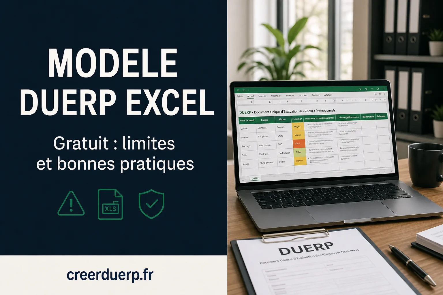 Illustration DUERP modele duerp excel gratuit - prevention des risques professionnels