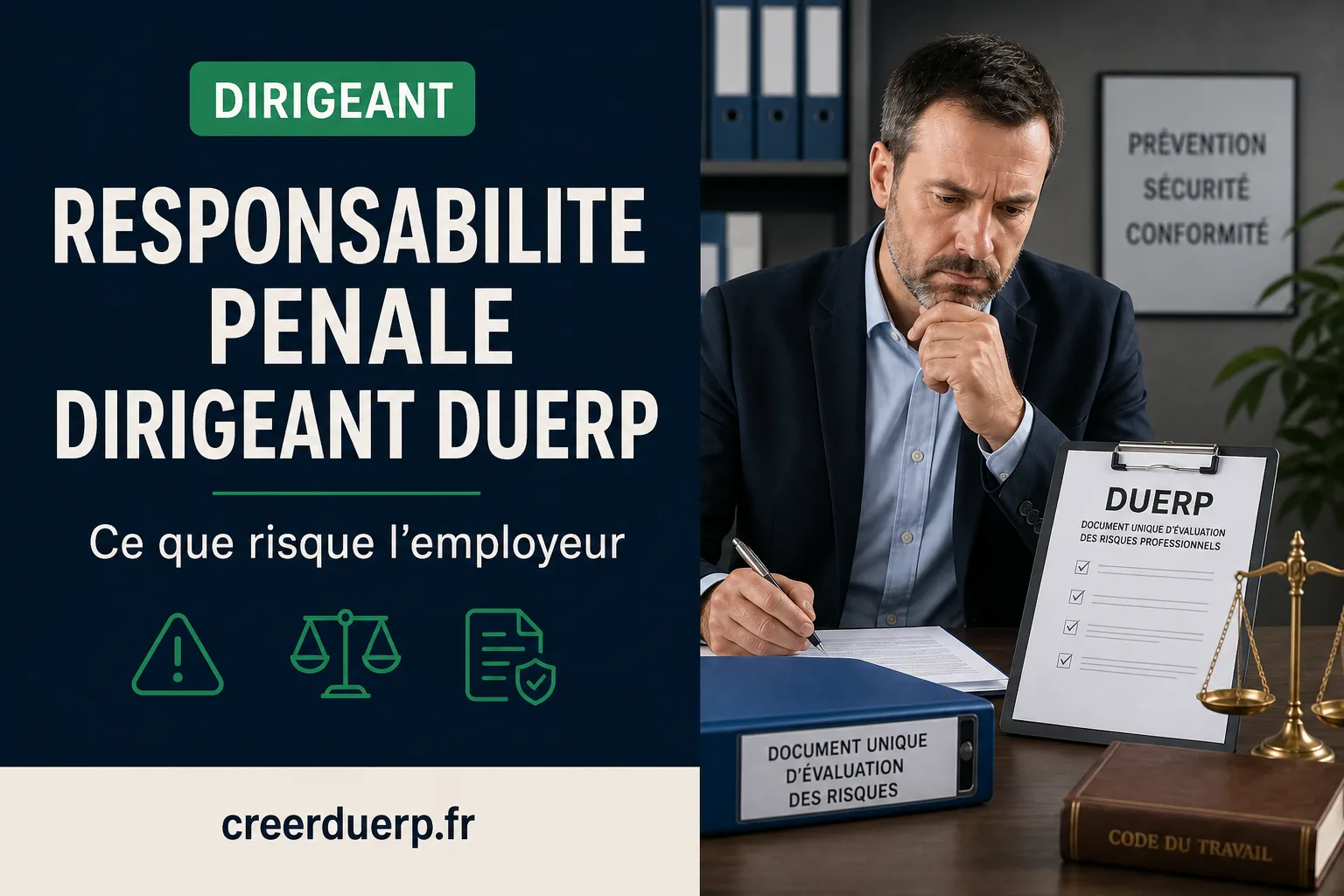 Illustration DUERP responsabilite penale dirigeant duerp - prevention des risques professionnels